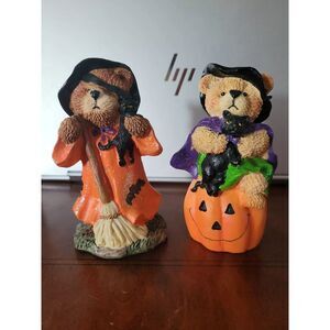 Halloween Bear Figurines Greenbriar Polystone Witches Set of 2 5.25" Tall